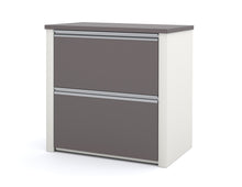 Load image into Gallery viewer, Modern L-Shaped Desk with Drawers in Slate &amp; Sandstone

