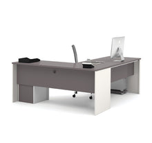 Load image into Gallery viewer, Modern L-Shaped Desk with Drawers in Slate &amp; Sandstone
