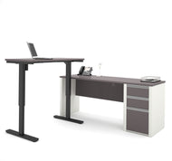 Modern Slate & Sandstone Office Desk with Included Height Adjustable Desk