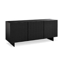 Load image into Gallery viewer, Modern Black Credenza with Metal Legs and Wave Pattern
