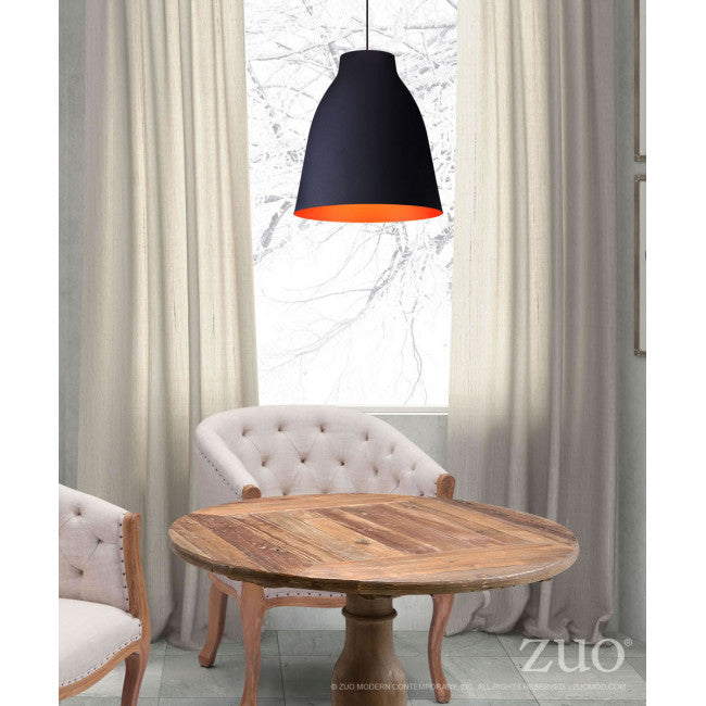 Classic Hanging Pendant Light in Black & Orange