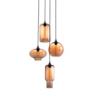 Amber Glass Globe Hanging Lights in Bohemian Style