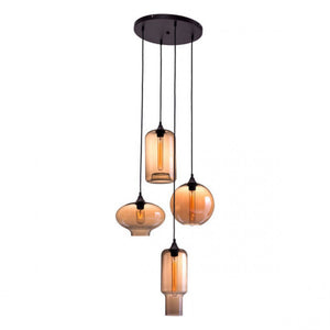 Amber Glass Globe Hanging Lights in Bohemian Style