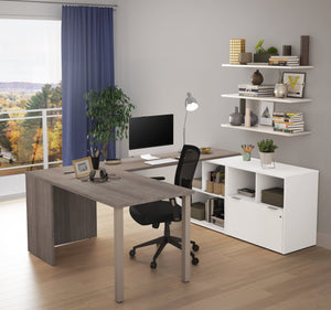 Executive U-Shaped 60" Desk in Bark Gray and White