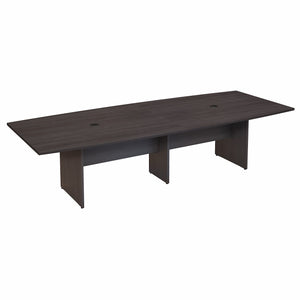 Storm Gray 120" Boat Shaped Conference Table with Wooden Base