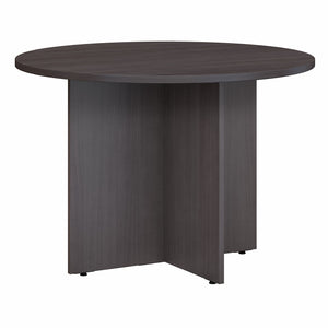 Storm Gray 42" Round Conference Table with Wood Base