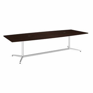 Mocha Cherry 120" Boat Shaped Conference Table with Metal Base