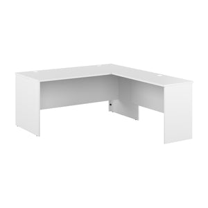 65" Modern L-Shaped Desk in Satin White