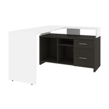 Load image into Gallery viewer, Unique White &amp; Deep Gray 56&quot; X 44&quot; Corner Desk with Credenza
