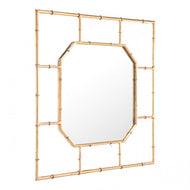 Square Office Mirror w/ White & Gold Bamboo-Style Frame
