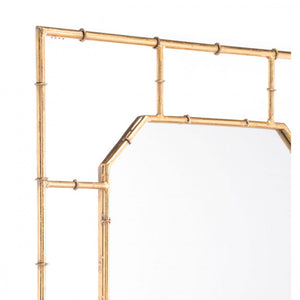 Square Office Mirror w/ White & Gold Bamboo-Style Frame
