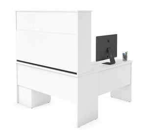 60" White L-Shaped Desk with Hutch & Extra Storage