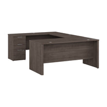 Load image into Gallery viewer, 65&quot; Warm Gray Maple Refined U-Shaped Desk with Paneling
