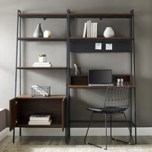 Ladder Desk and Integrated Bookshelf in Dark Walnut