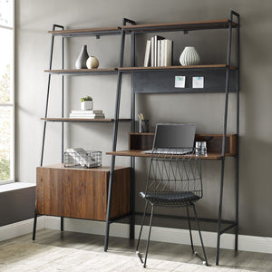 Ladder Desk and Integrated Bookshelf in Dark Walnut