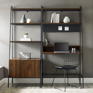 Ladder Desk and Integrated Bookshelf in Dark Walnut