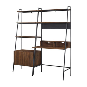 Ladder Desk and Integrated Bookshelf in Dark Walnut