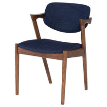 Load image into Gallery viewer, Wood &amp; Padded Navy Fabric Chair
