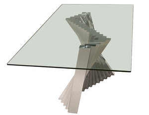 84" Modern Clear Glass Desk or Conference Table with Sleek Stainless Steel Base