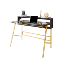 Load image into Gallery viewer, 47&quot; Sawhorse-Style Glass &amp; Gold Desk
