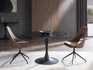 47" Black Ceramic & Glass Circular Conference Table
