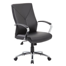 Load image into Gallery viewer, Gorgeous Black Leather &amp; Chrome Office Chair w/ Y-Design
