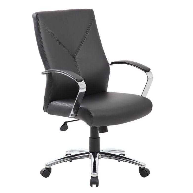 Gorgeous Black Leather & Chrome Office Chair w/ Y-Design
