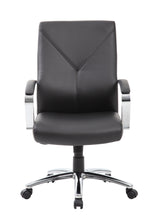 Load image into Gallery viewer, Gorgeous Black Leather &amp; Chrome Office Chair w/ Y-Design
