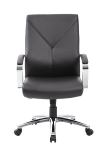 Gorgeous Black Leather & Chrome Office Chair w/ Y-Design
