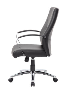 Gorgeous Black Leather & Chrome Office Chair w/ Y-Design