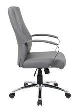 Load image into Gallery viewer, Gorgeous Grey Leather &amp; Chrome Office Chair w/ Y-Design
