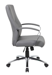 Gorgeous Grey Leather & Chrome Office Chair w/ Y-Design