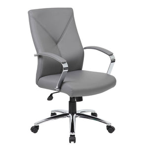 Gorgeous Grey Leather & Chrome Office Chair w/ Y-Design