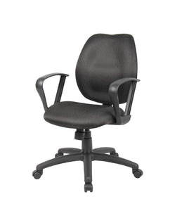 Padded Everyday Black Mid Back Office Chair w/ Loop Arms