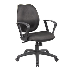 Padded Everyday Black Mid Back Office Chair w/ Loop Arms