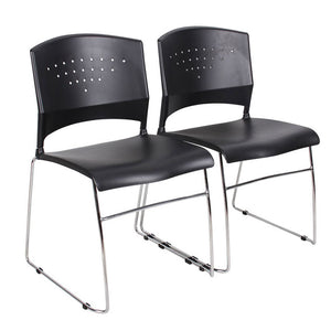Sturdy Black & Chrome Guest or Conference Chairs (Set of 4)