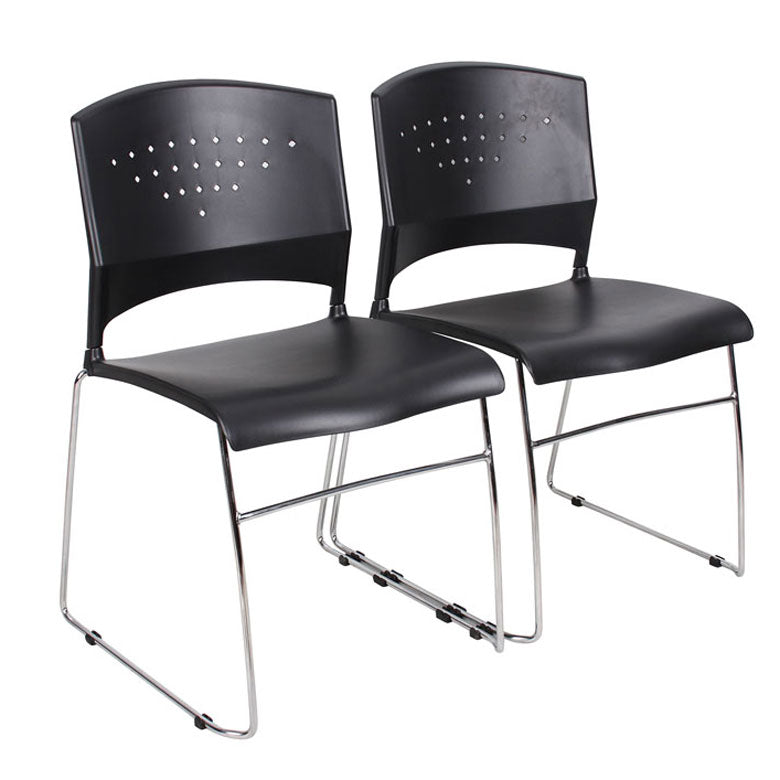 Sturdy Black & Chrome Guest or Conference Chairs (Set of 4)