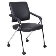 Load image into Gallery viewer, Convenient Black Faux Leather Folding Office Chair
