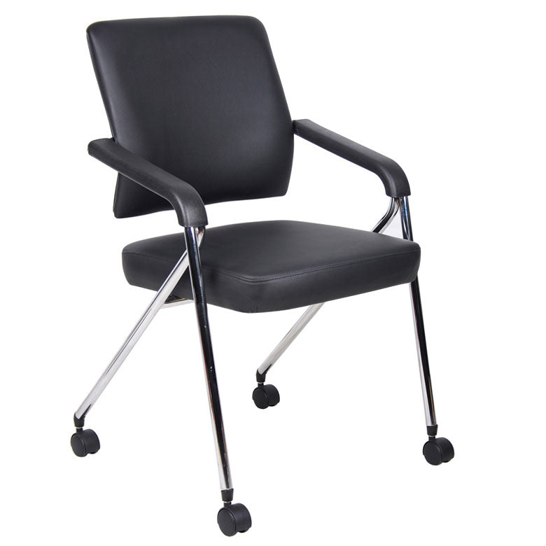 Convenient Black Faux Leather Folding Office Chair