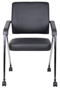 Convenient Black Faux Leather Folding Office Chair