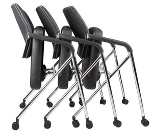 Convenient Black Faux Leather Folding Office Chair