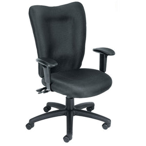 Double Ridge Padded Everyday Black High Back Office Chair w/ Seat Slider