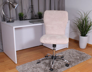 Stunning Cream Fur & Silver Office Chair