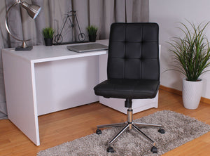 Armless Chair in Black Faux Leather