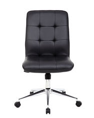Armless Chair in Black Faux Leather