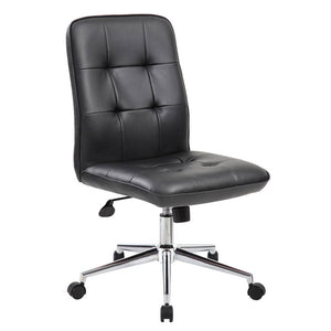 Armless Chair in Black Faux Leather
