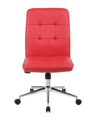 Armless Chair in Red Faux Leather