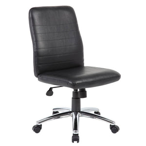 Classic Black Faux Leather Armless Office Chair