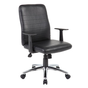 Classic Black Faux Leather Office Chair w/ Arms