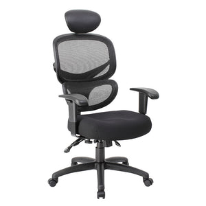 Rolling Black Mesh Office Chair w/ Headrest from Boss